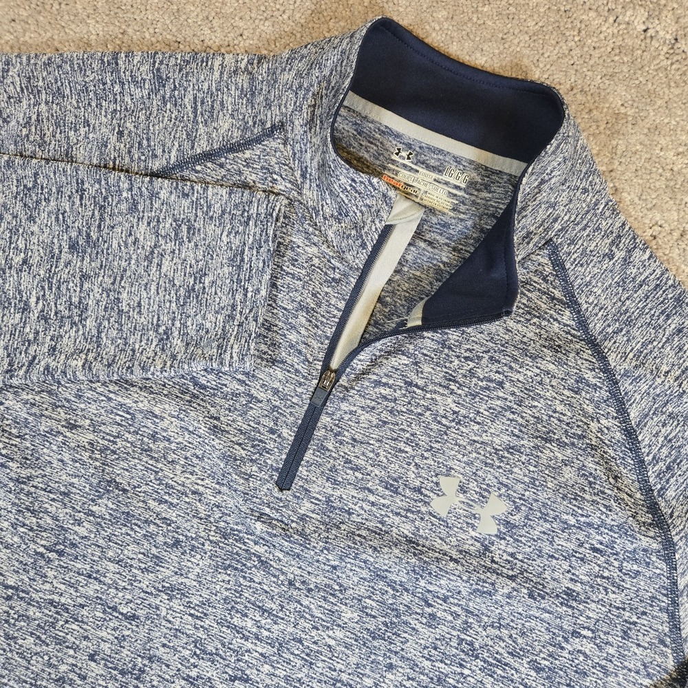 Under Armour HeatGear Mens Large Blue Heather Lightweight Quarter Zip Pullover